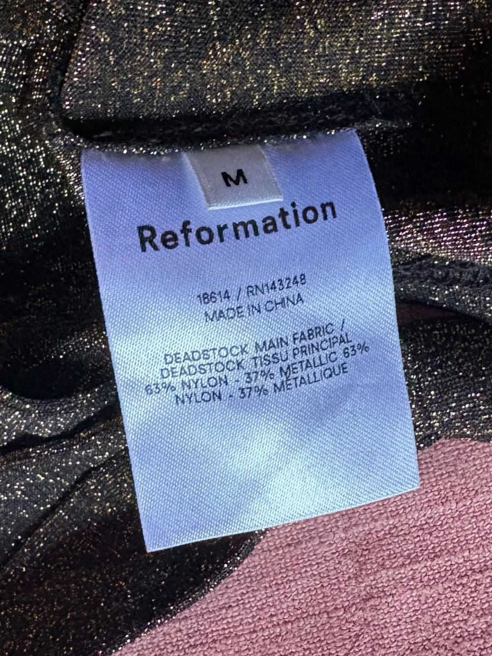 Reformation Jupiter Metallic Crop Top- Size M- Long Sleeve Sheer Party Top